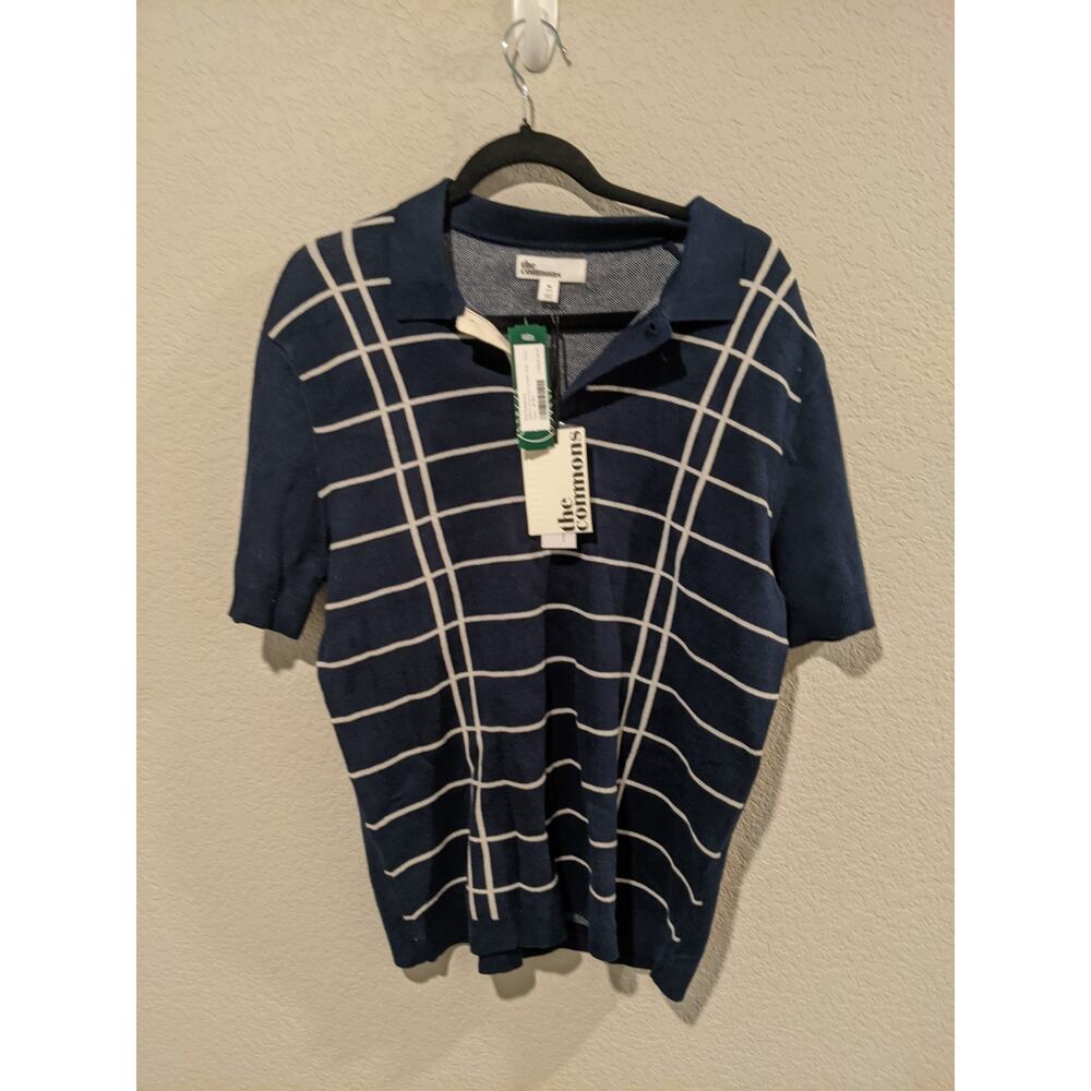 The Commons Men's Off M 100% Cotton Geo Sweater Polo NWT